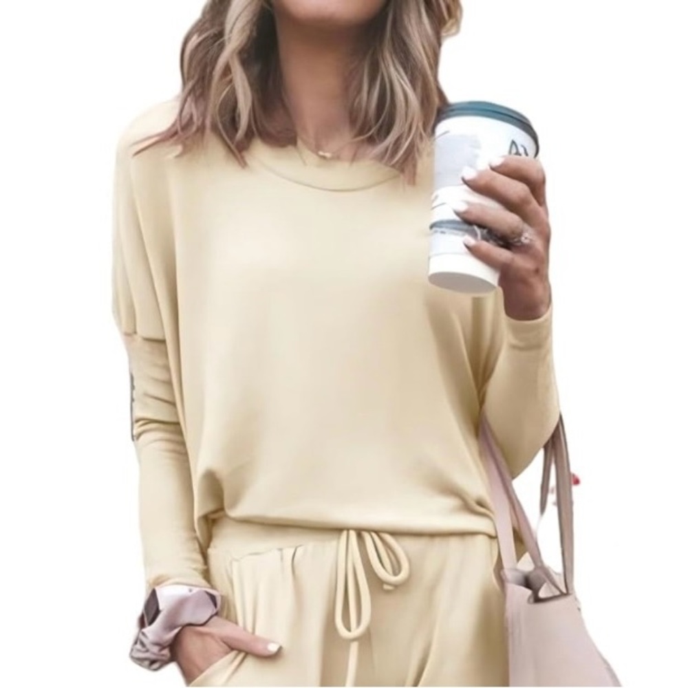 Ever&ever Beige Long Sleeve Top